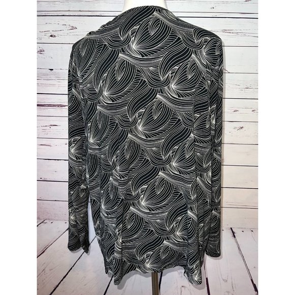 J Jill Wearever Collection Cardigan Sweater XL extra large Stretch Geometric J. - Picture 3 of 10